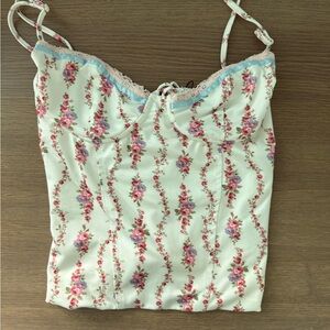 Floral & Black bustier & pink satin tube top dressy, and fun 3 piece bundle.